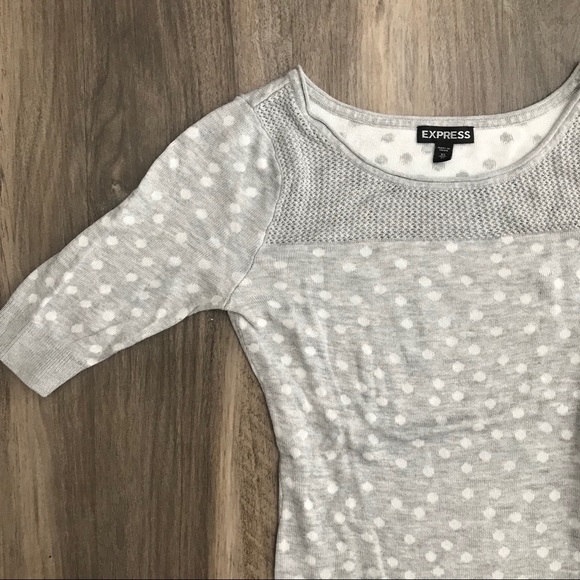 Express Sweaters - BOGO Express Grey Polka Dot 1/2 Sleeve Sweater